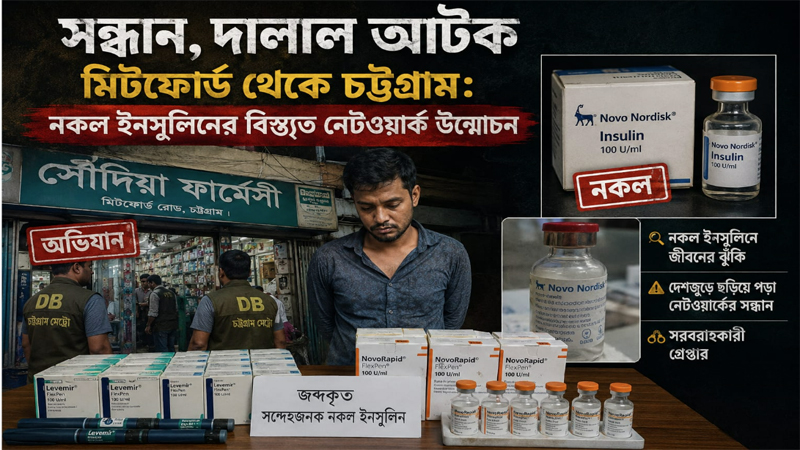 নকল নোভো নরডিস্ক ইনসুলিন জব্দ: চট্টগ্রামে অভিযানে ধরা পড়ল সরবরাহকারী, উঠে এলো মিটফোর্ড নেটওয়ার্ক