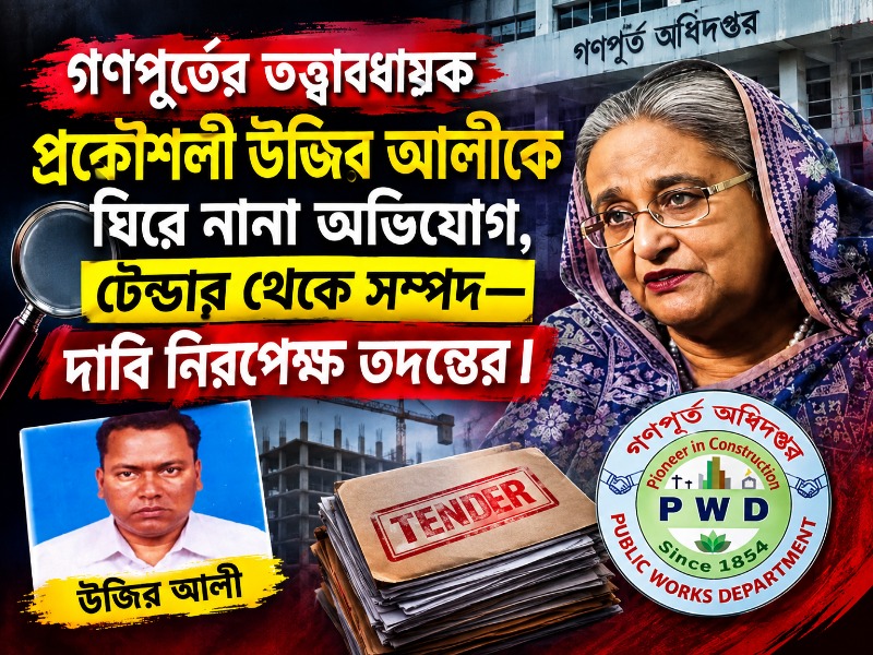 গণপূর্তের তত্ত্বাবধায়ক প্রকৌশলী উজির আলীকে ঘিরে নানা অভিযোগ, টেন্ডার থেকে সম্পদ—দাবি নিরপেক্ষ তদন্তের
