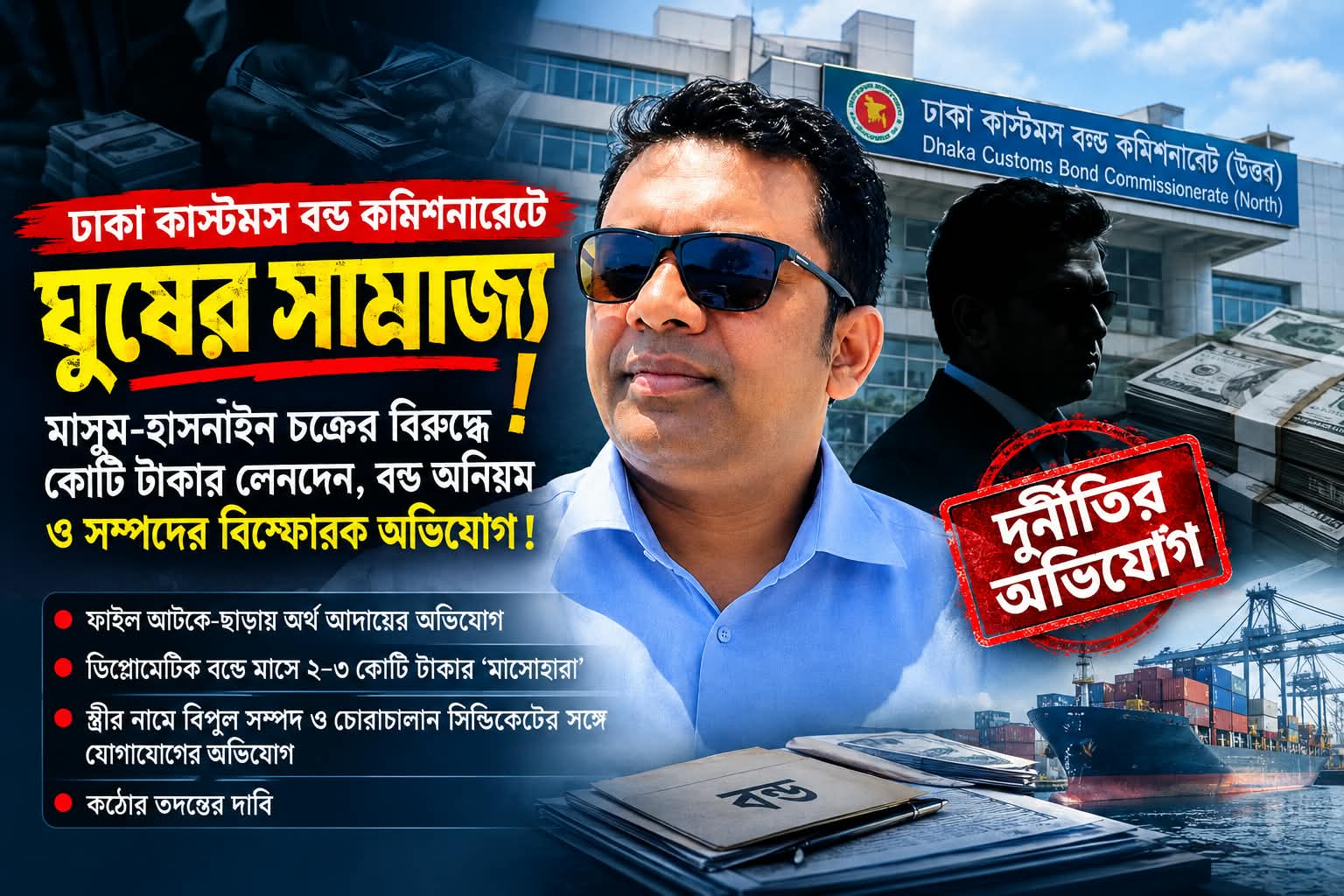 ঢাকা কাস্টমস বন্ড কমিশনারেট উত্তরে ‘মাসোহারা সিন্ডিকেটের’ অভিযোগ, নিরপেক্ষ তদন্তের দাবি