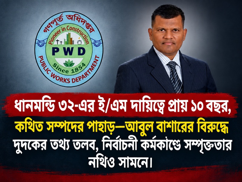 ধানমন্ডি ৩২-এর ই/এম দায়িত্বে প্রায় ১০ বছর, কথিত সম্পদের পাহাড়—আবুল বাশারের বিরুদ্ধে দুদকের তথ্য তলব, নির্বাচনী কর্মকাণ্ডে সম্পৃক্ততার নথিও সামনে